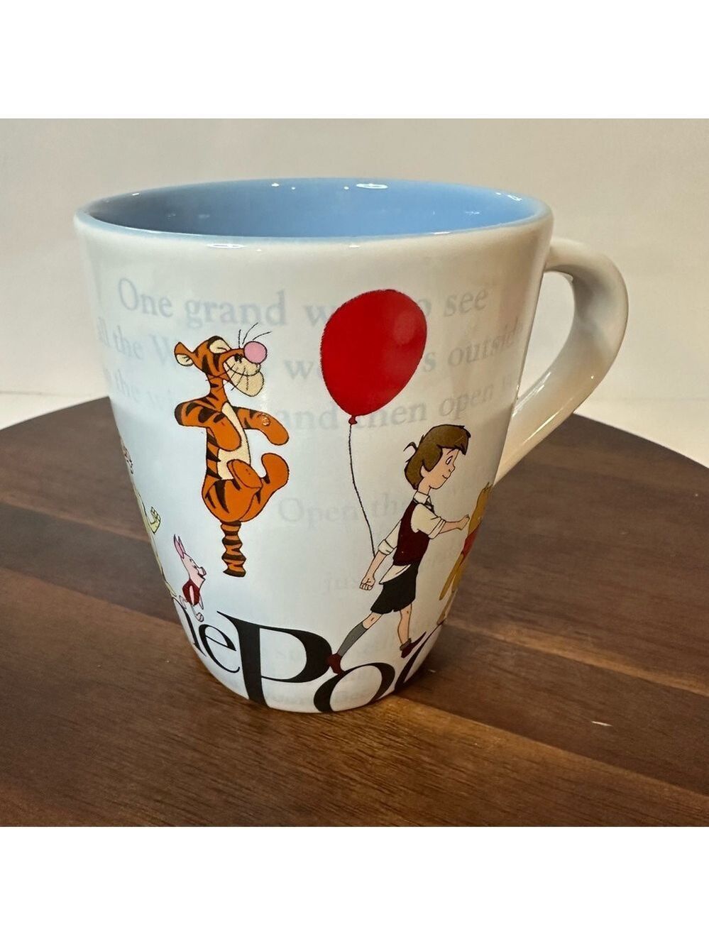 Disney Winnie the Pooh Mug Tigger, Piglet, Christopher Robin Blue Interior